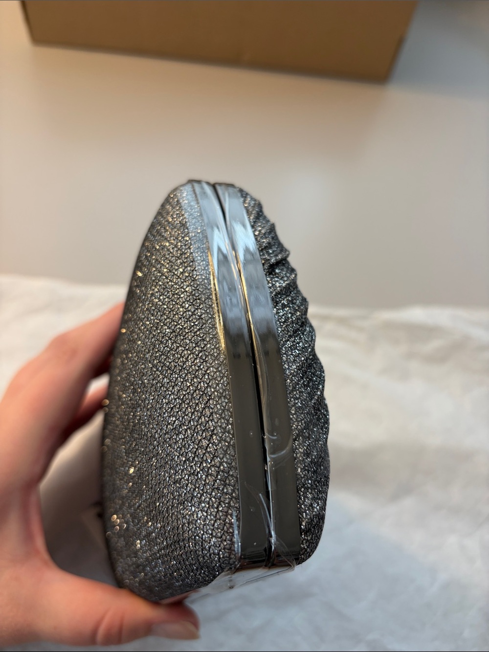 Kate Landry Silver Sparkle Clutch Evening Bag NWT - Picture 6 of 8